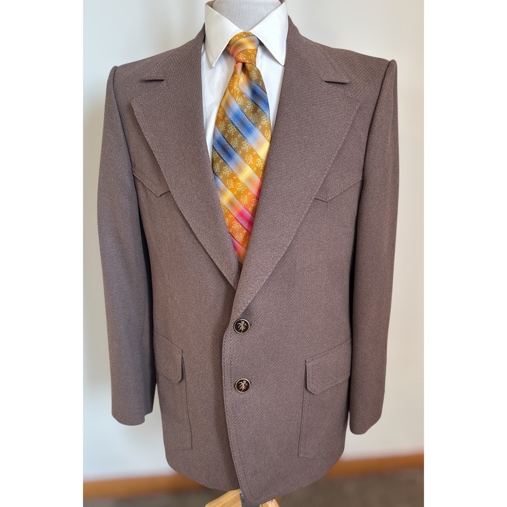 Vintage Westbury Blazer Sport Coat Jacket Brown Gold Buttons Tailored USA Sz 42R